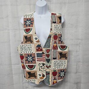 Handmade Patchwork Quilted Vest Americana Farmhouse Cottagecore Shaker L
